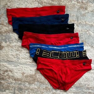 Andrew Christian Men's Briefs - Set of 7 in Red, Blue, and Black - Size Large